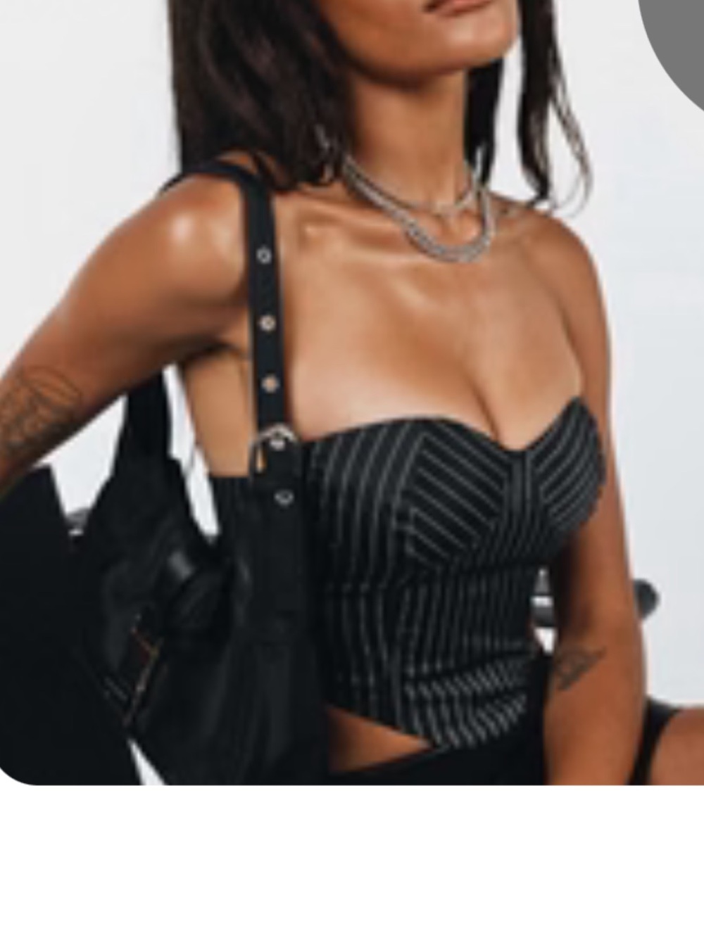 Princess Polly Laskey Pinstripe Bustier Corset Top Black US 12